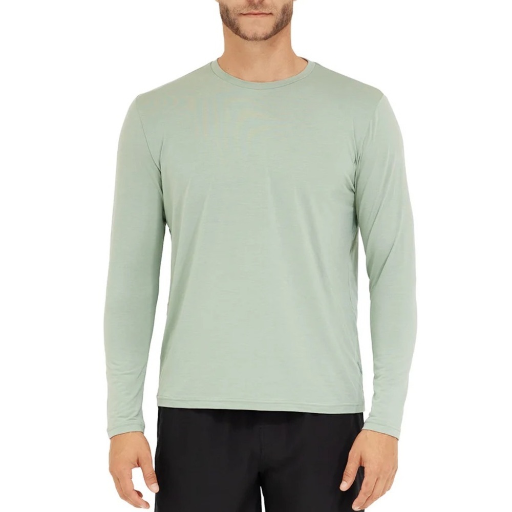 Somewhere Sunny Men's UPF 50+ Bamboo Everyday Long Sleeve in Eucalyptus - Picture 3 of 8